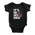 thumbnail image 1 of It's In My DNA American Flag Country Pride Cute Baby Romper Bodysuit For Boy Girl (Black, 3-6 Months), 1 of 5