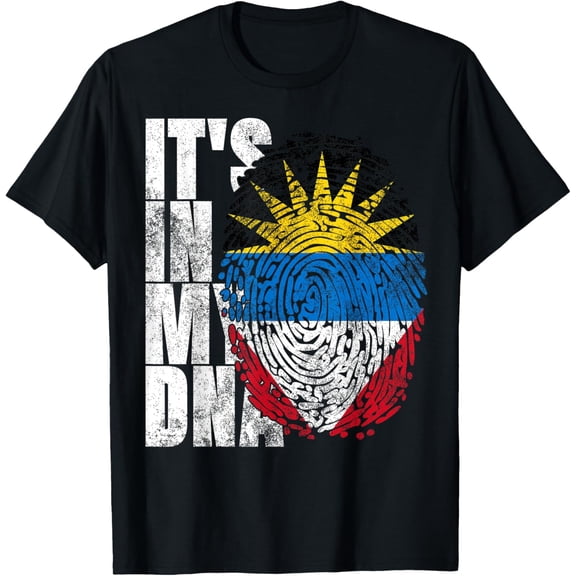 It's In My DNA Antigua and Barbuda Graphic Antiguan Barbudan T-ShirtMen and women, White Black T-shirt, size: Extra large S-1147XL