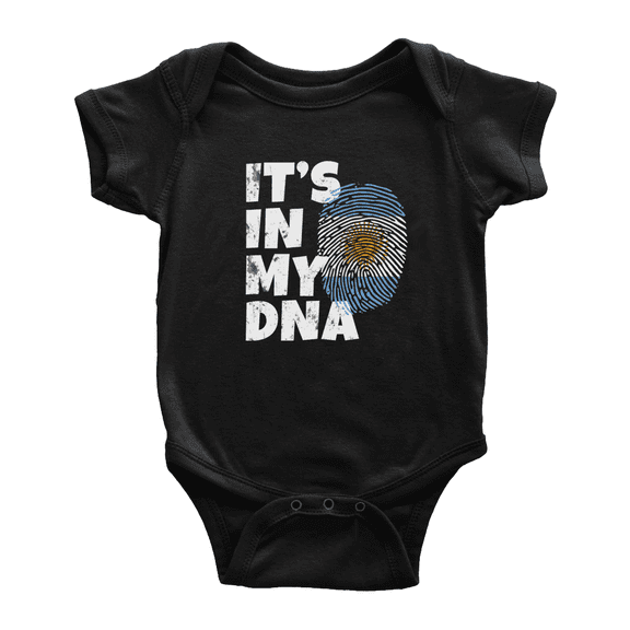 It's In My DNA Argentine Flag Country Pride Baby Bodysuits Newborn Clothes (Black, 12-18 Months)