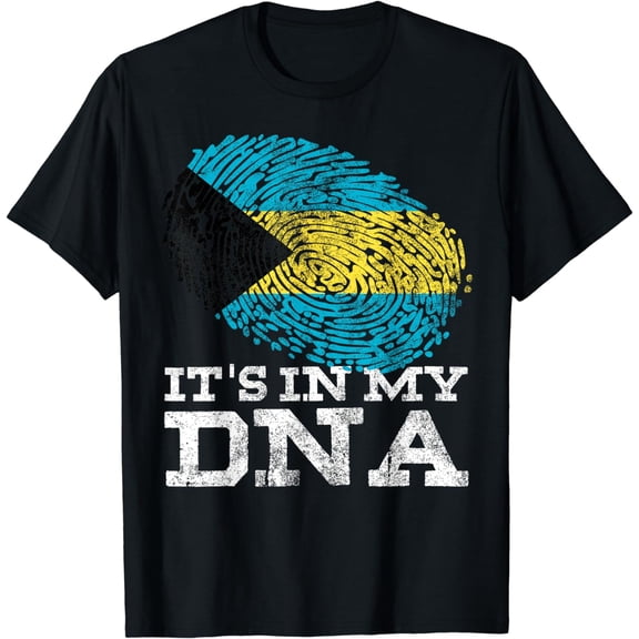 It's In My DNA Bahamian Gifts Fingerprint Proud Bahamas Flag T-Shirt