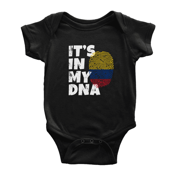 It's In My DNA Colombian Flag Country Pride Baby Rompers (Black, 12-18 Months)