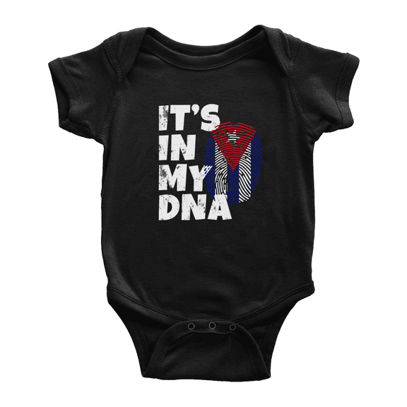 It's In My DNA Cuban Flag Country Pride Cute Baby Clothes For Boy Girl (Black, 0-3 Months)