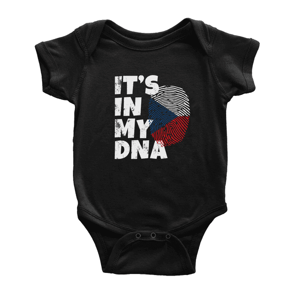 It's In My DNA Czech Flag Country Pride Baby Bodysuits Newborn Clothes (Black, 18-24 Months)