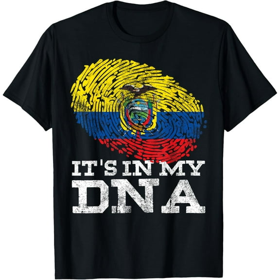 It's In My DNA Ecuadorian Hispanic Gifts Cool Ecuador Flag T-ShirtMen and women, Black T-shirt, size: Extra large S-4XL