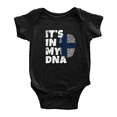 thumbnail image 1 of It's In My DNA Finnish Flag Country Pride Baby Romper Bodysuit For Boy Girl (Black, 0-3 Months), 1 of 5