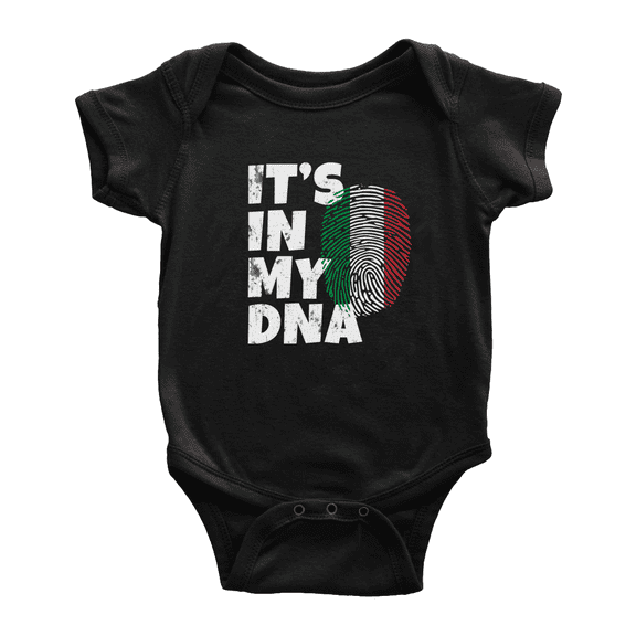It's In My DNA Italian Flag Country Pride Cute Baby Bodysuits (Black, 6-12 Months)