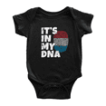 thumbnail image 1 of It's In My DNA Luxembourgish Flag Country Pride Cute Baby Bodysuit Romper (Black, 12-18 Months), 1 of 5