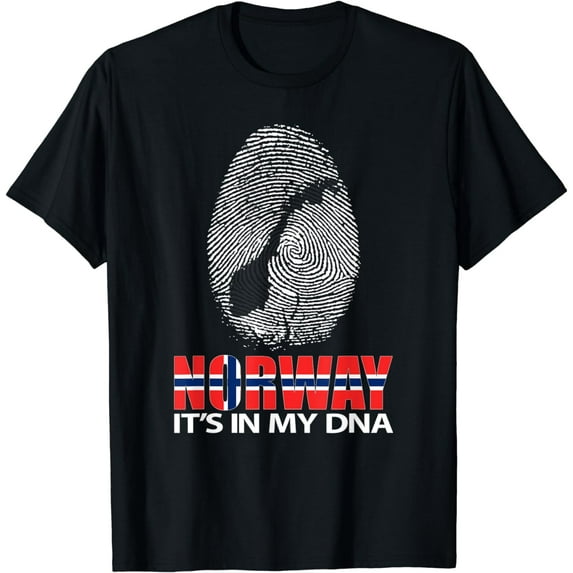 It's In My DNA - Norway Map Fingerprint Norwegian Flag Pride T-Shirt