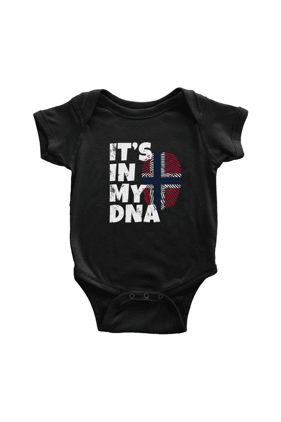 It's In My DNA Norwegian Flag Country Pride Cute Baby Bodysuit Newborn Clothes Outfits (Black, 18-24 Months)