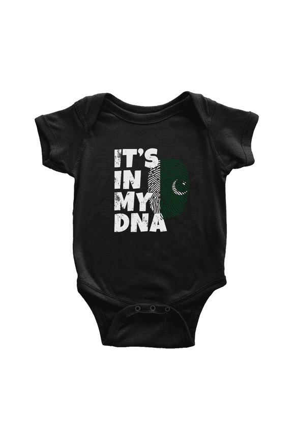 It's In My DNA Pakistani Flag Country Pride Cute Baby Romper Bodysuit For Boy Girl (Black, 18-24 Months)