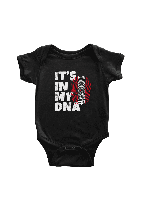 It's In My DNA Peruvian Flag Country Pride Cute Baby Jumpsuits (Black, 6-12 Months)
