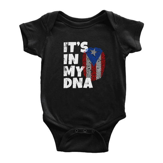 It's In My DNA Puerto Rican Flag Country Pride Baby Rompers Baby Bodysuit (Black, 12-18 Months)