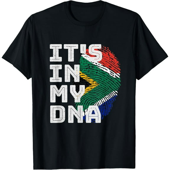 It's In My DNA South Africa Flag Fingerprint T-Shirt