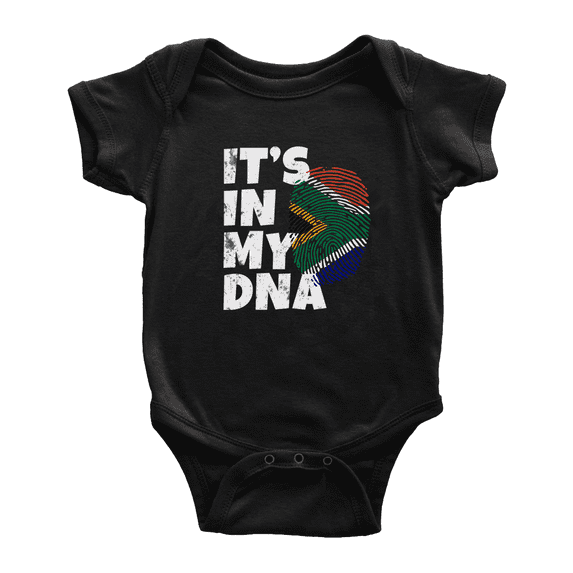It's In My DNA South African Flag Country Pride Baby Bodysuit Newborn Clothes Outfits (Black, 6-12 Months)