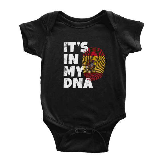 It's In My DNA Spanish Flag Country Pride Cute Baby Bodysuit Baby Clothes (Black, 6-12 Months)