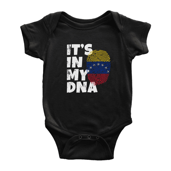 It's In My DNA Venezuelan Flag Country Pride Cute Baby Bodysuit Newborn Clothes Outfits (Black, 6-12 Months)