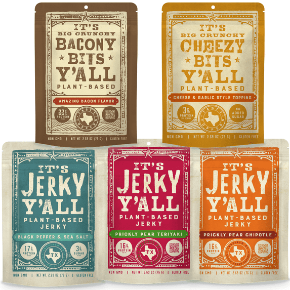 It's Jerky Y'all & Tasty Toppers Variety Pack, Gluten-Free, Non-GMO, Vegan (5 Pack)