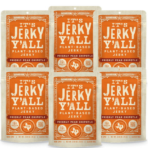 It's Jerky Y'all Vegan Jerky, Chipotle Flavor, High Protein, Non-GMO (6 Pack)