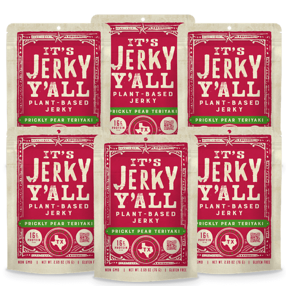 It's Jerky Y'all Vegan Jerky, Teriyaki Flavor, High Protein, Non-GMO (6 Pack)