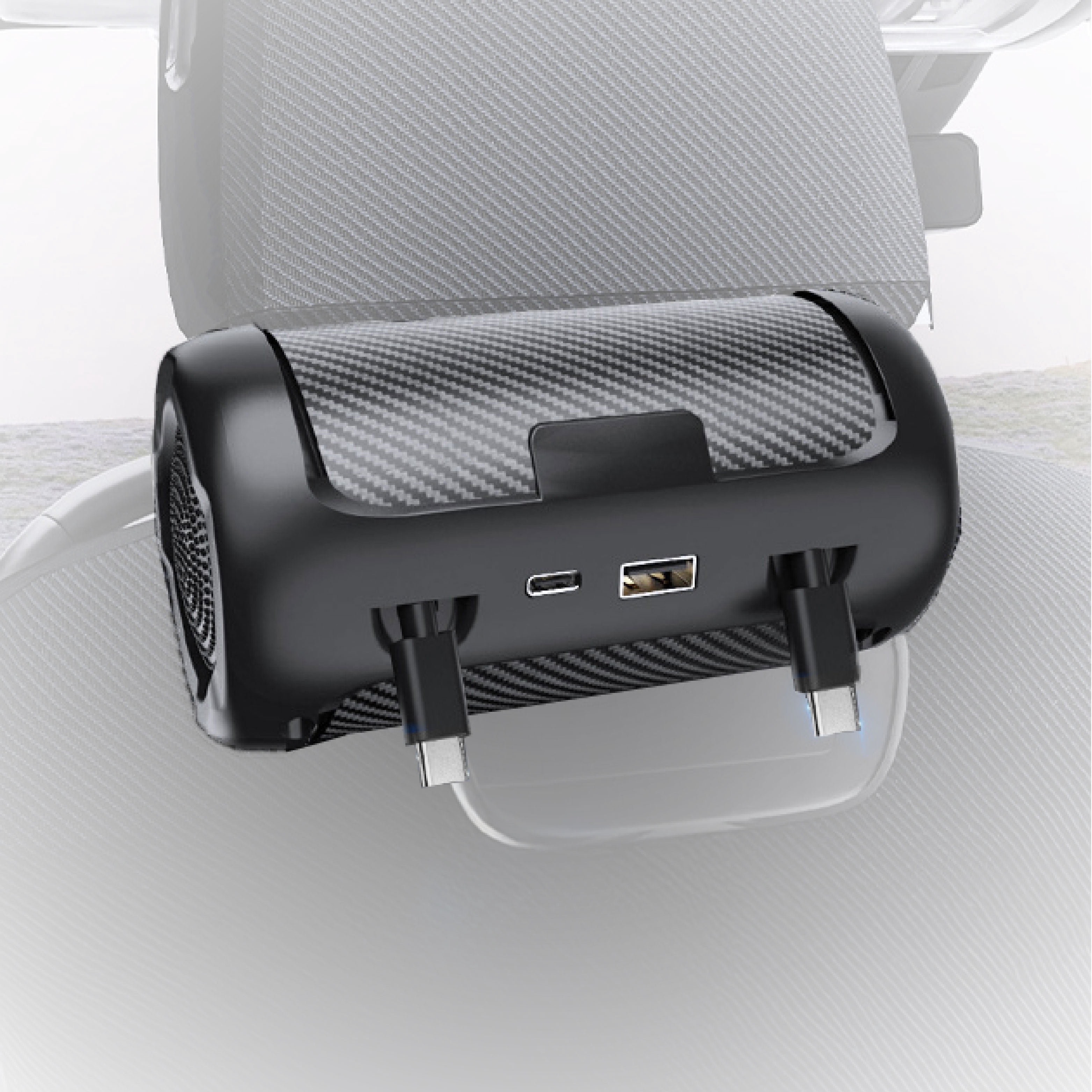 IJS Retractable Car Charger, Backseat 4 in1 Adapter | Fast Car Charger, 2×30W PD USB-C | Compatible with IPhone, Samsung, Pixel