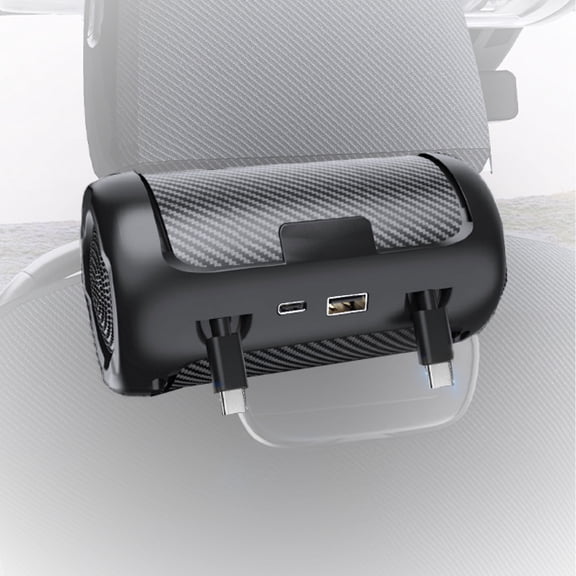 IJS Retractable Car Charger, Backseat 4 in1 Adapter | Fast Car Charger, 230W PD USB-C | Compatible with IPhone, Samsung, Pixel