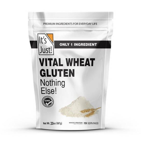It's Just - Vital OKA4Wheat Gluten, 1.25lb, High Protein Wheat Flour, Vegan Friendly Seitan, Low Carb Bread, 20oz