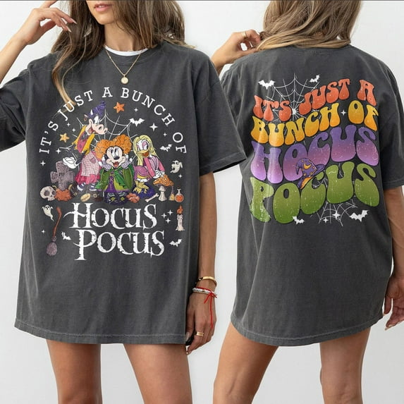 It’s Just a Bunch of Hocus Pocus Halloween T-Shirt, Mickey Minnie Halloween Tee, Sanderson Sisters Parody Shirt, Disney Halloween 2025 Shirt