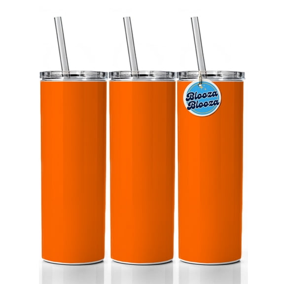 It's Just a Solid Orange Color 20oz Insulated Water Bottle Skinny Tumbler Includes Straw