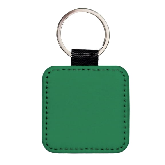 It's Just a Solid Teal Color Faux Leather Square Keychain