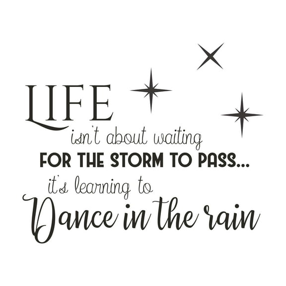 It's Learning To Dance in the Rain Life Is Not About Waiting Motivating Quote Design Wall Art Sticker Designs Vinyl Stickers For Home House Walls Rooms Windows Bedroom Decoration Size (26x26 inch)