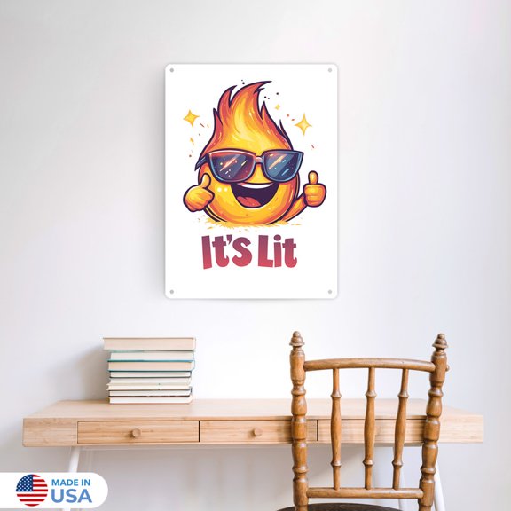 It_s Lit Vertical Tin Sign Wall Decor by Dancing Littles Jungle - Size 12x16 inch