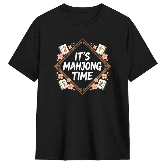 It's Mahjong Time Cool Graphic Tee for Men and Women, Party Humorous Cotton Short Sleeves T-Shirt