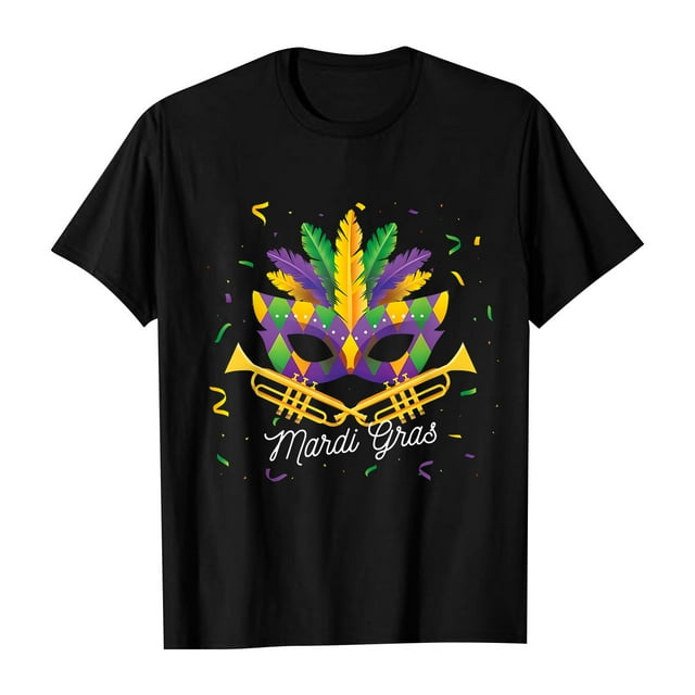 It's Mardi Gras y'all Womens Dress Shirt Short Sleeve Gold Green and