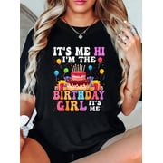 It's Me Hi I'm The Birthday Girl It's Me Cute Birthday Party T-Shirt Graphic Tee summer Tops For Women Round Neck Fashion Cotton shirts