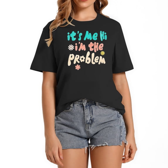 It's Me, Hi, I'm The Problem Shirt Women Music Lover Shirts Vintage Letters Graphic Tshirt Country Music Tee Tops