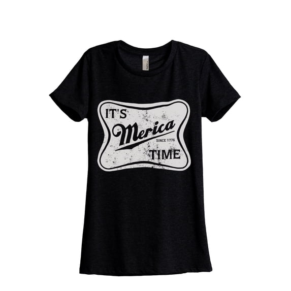 It's Merica Time Women's Fashion Relaxed T-Shirt Tee Heather Black Medium