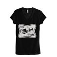thumbnail image 1 of It's Merica Time Women's Fashion Relaxed V-Neck T-Shirt Tee Heather Black X-Large, 1 of 5