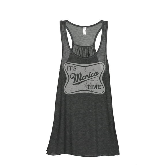 It's Merica Time Women's Fashion Sleeveless Flowy Racerback Tank Top Charcoal Grey Small