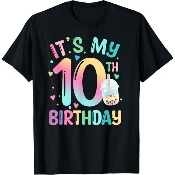 It's My 10th Birthday Bubble Boba Tea Party 10 Year Old Girl T-Shirt