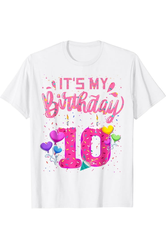 It's My 10th Birthday Doughnut Happy 10 Years Old Girl Kids T-Shirt
