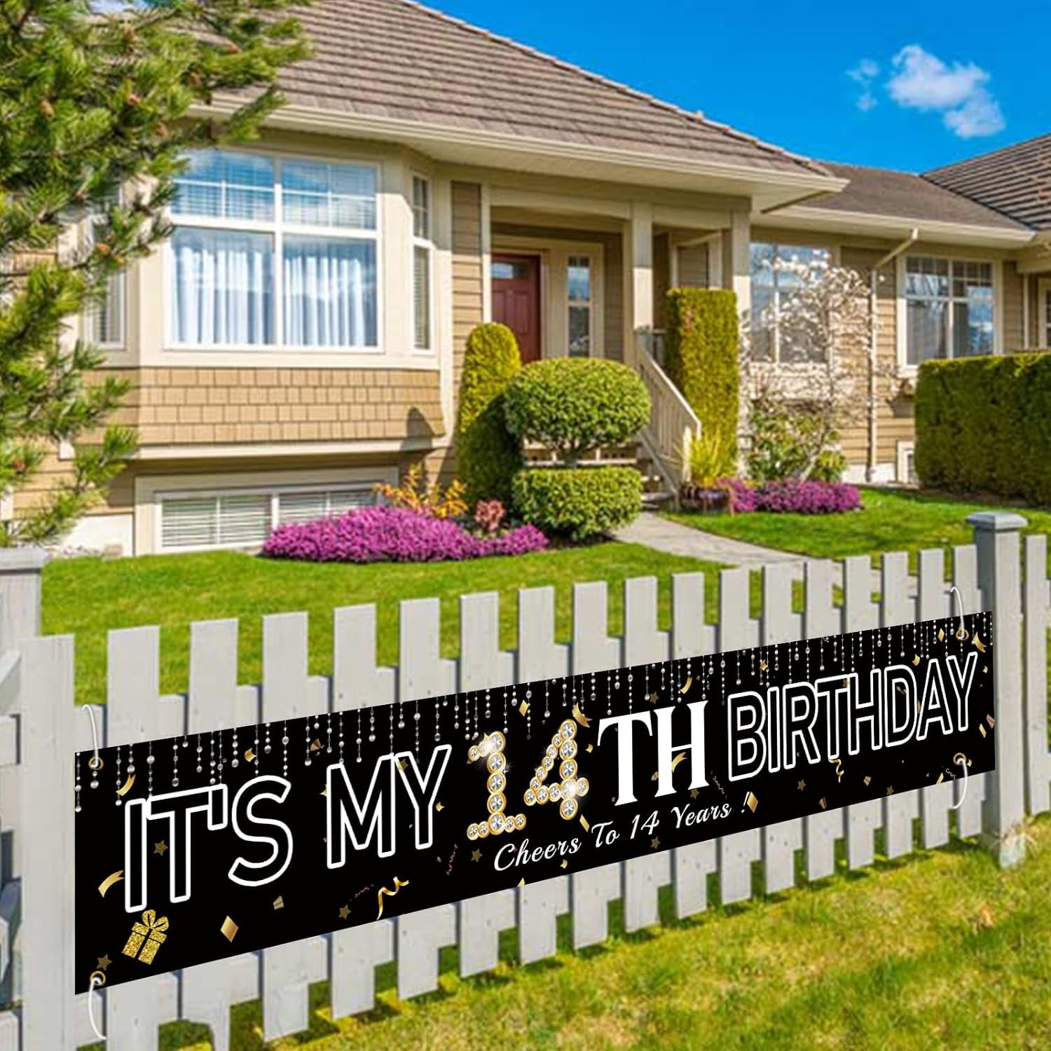 It‘s My 14th Birthday Banner Happy Birthday Large Yard Sign Banner for ...