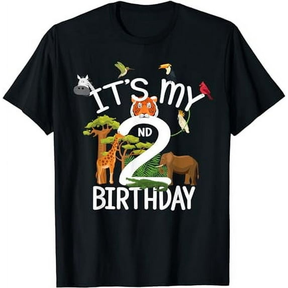 It's My 2nd Birthday Boy Zoo Theme 2 Years Old Animal Party T-Shirt