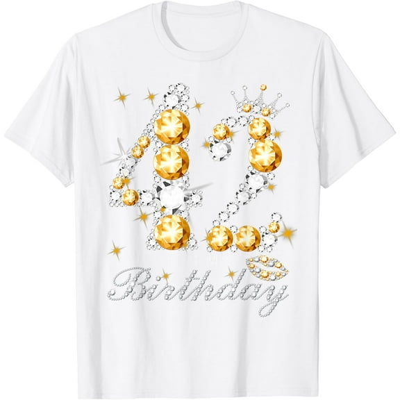 It's My 42th Birthday Queen 42 Years Old Shoes Crown Diamond T-Shirt100% cotton
