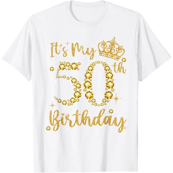 It's My 50th Birthday Queen Women 50 Year Old Diamond Crown T-Shirt100% cotton