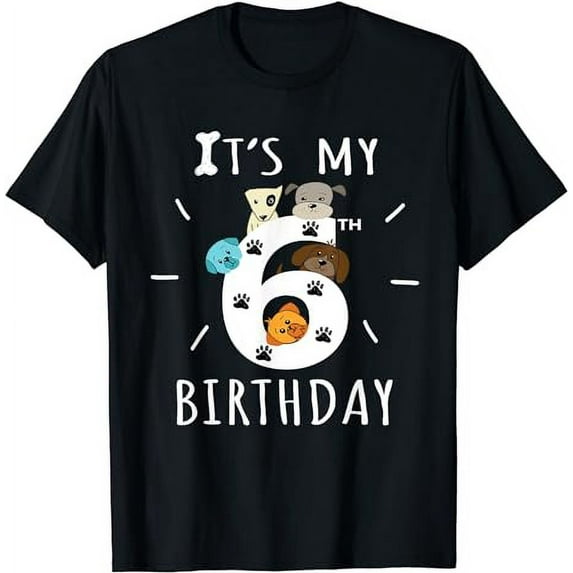 It's My 6th Birthday Dog Lover Theme 6 Years Old Puppy T-Shirt