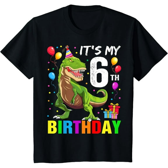 It's My 6th Birthday Happy 6 Year T-Rex Boys T-Shirt