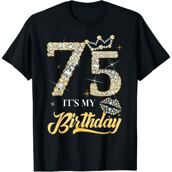 It's My 75th Birthday Diamond Shoes 75 Years Old Women T-Shirt100% cotton