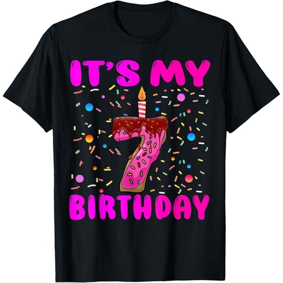 It's My 7th Birthday Girl Doughnut Happy 7 Years Old Kids T-Shirt