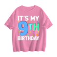 thumbnail image 1 of It's My 9th Birthday 9 Nine Happy Birthday Girls T-Shirt Azalea Red XS, 1 of 5