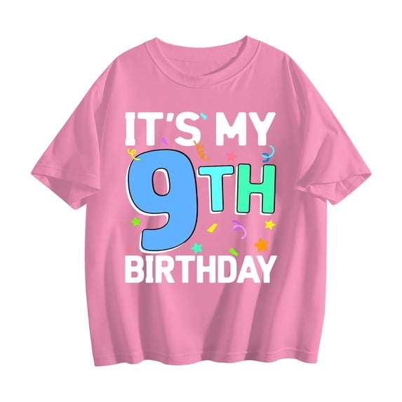 It's My 9th Birthday 9 Nine Happy Birthday Girls T-Shirt Azalea Red XS